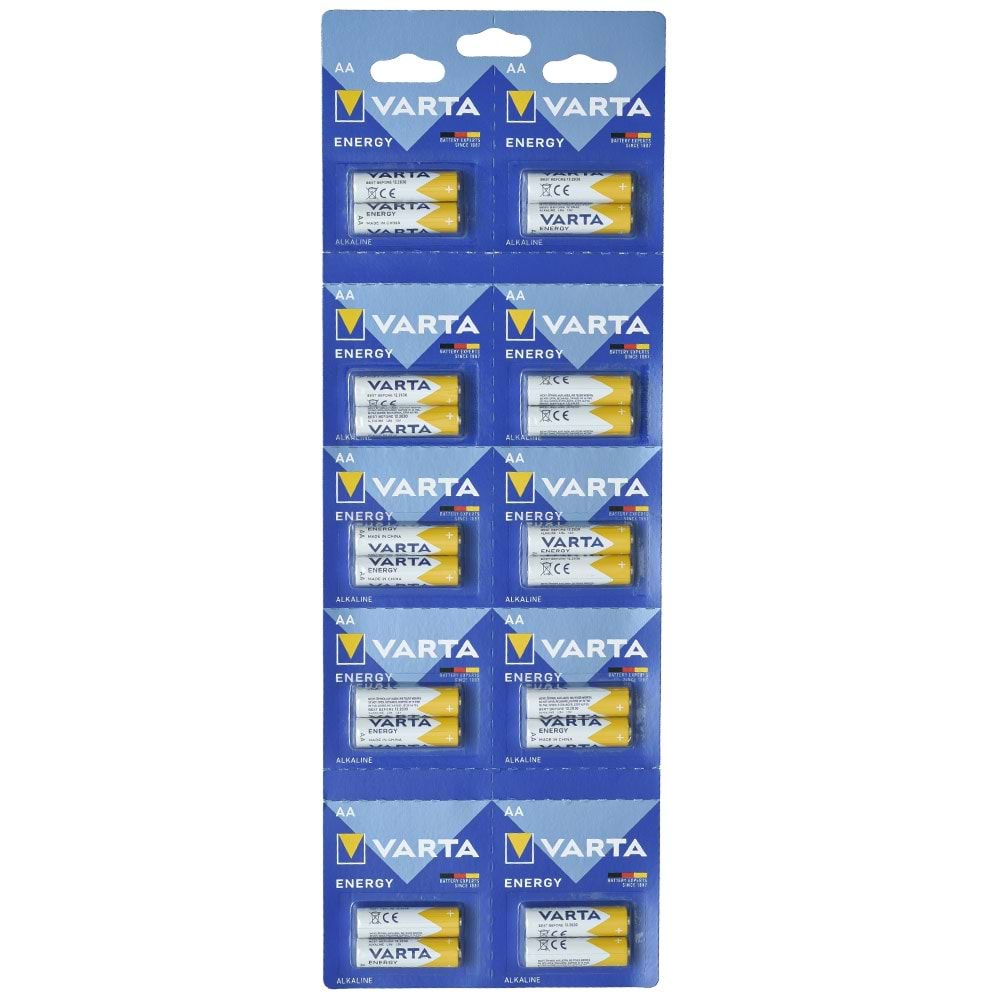 VARTA AA Energy Alkalin Kalem Pil 20 Li Kartelada 2 Li Blister 4106229482