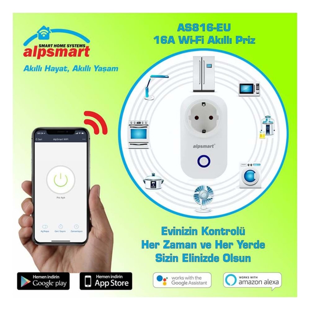 ALPSMART Wifi Kontrollü Akıllı Priz AS-816 EU