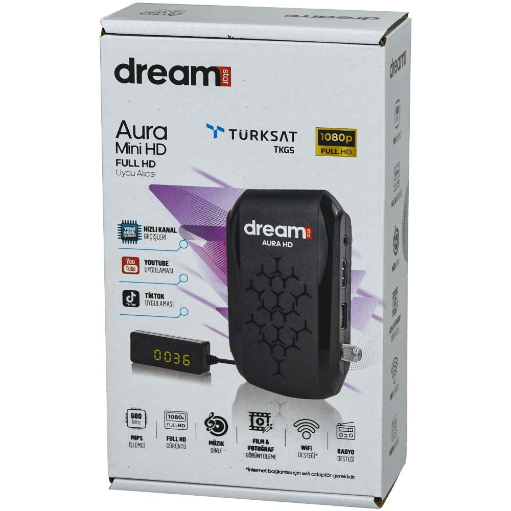 DREAMSTAR Aura Mini Hd Uydu Alıcısı AURA HD-F