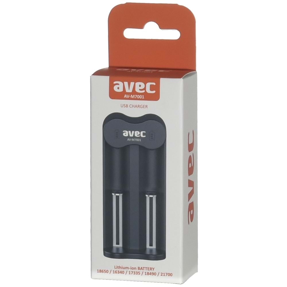 AVEC 18650-16340-17335-18490-21700 2 Li Lithiım-İon Usb Li Pil Şarj Cihazı AV-M7001