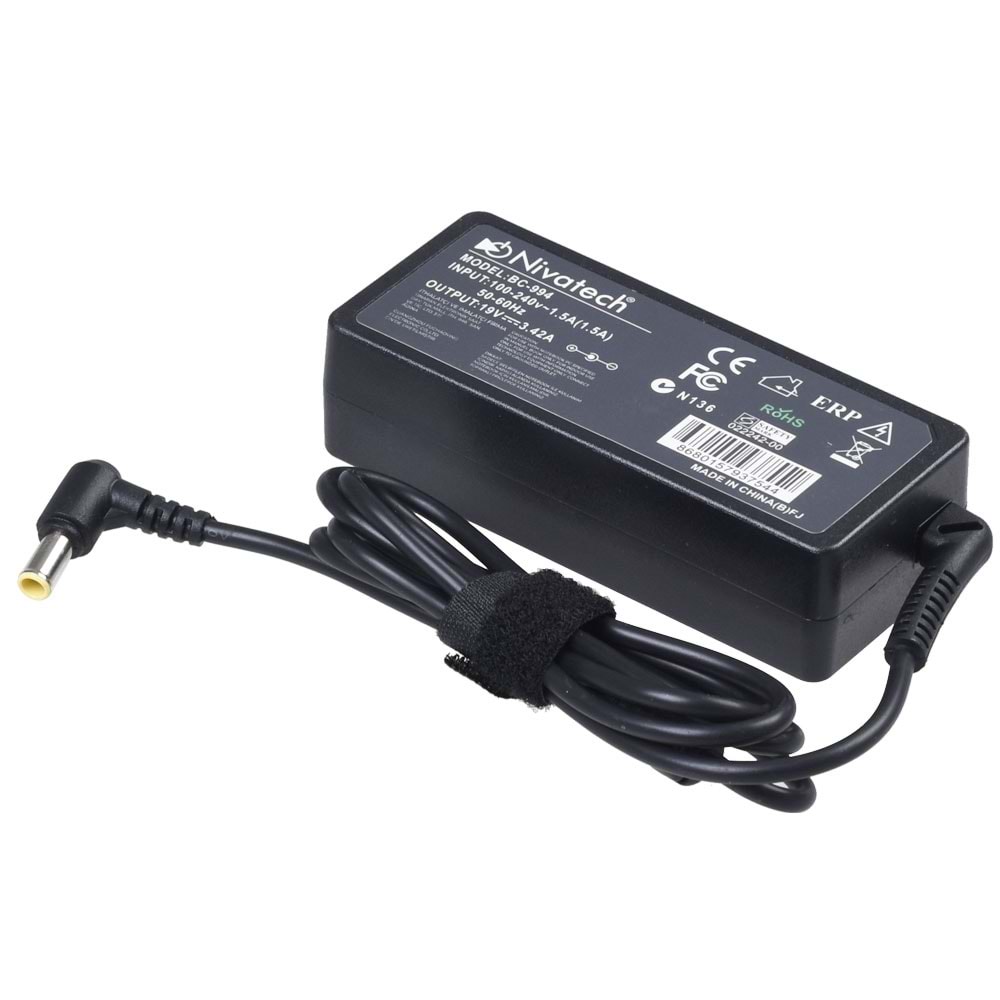 NİVATECH 19V 3,42A 6,5X4,4 Mm Laptop Adaptörü BC-994
