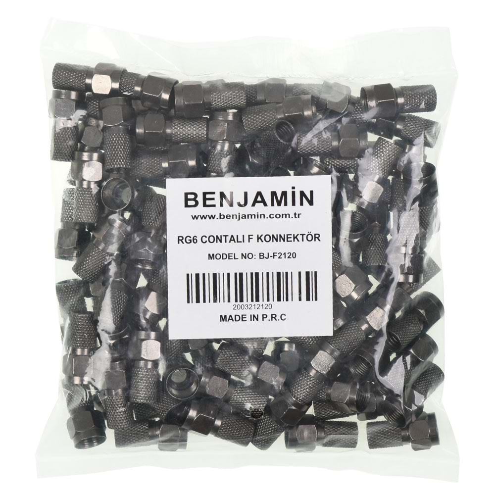 BENJAMIN RG-6 Siyah Contalı F Konnektör (100 Lü Paket) BJ-F-2120