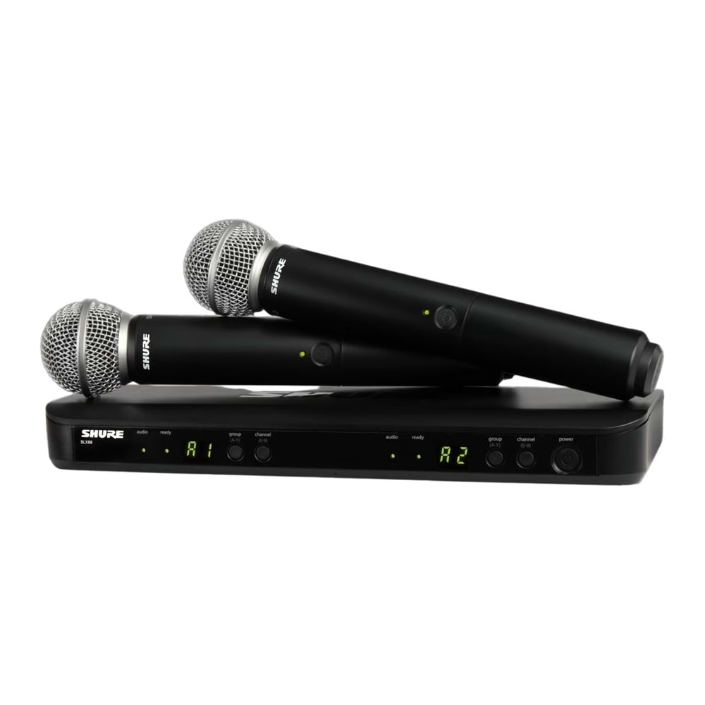 SHURE Çift El Mikrofonlu Kablosuz Telsiz Mikrofon Sistemi BLX288-SM58