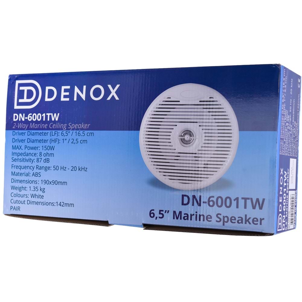 DENOX 6.5'' Neme ve Suya Dayanıklı 2 Yollu 8 Ohm 100 W Outdoor Hoparlör DN-6001 TW