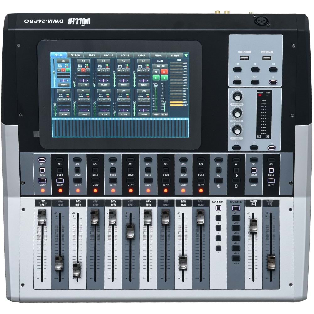 WÖLLER 24 Kanal Digital 20 Mono 2 stereo Kanal 10 Aux Mixer DWM-24 PRO