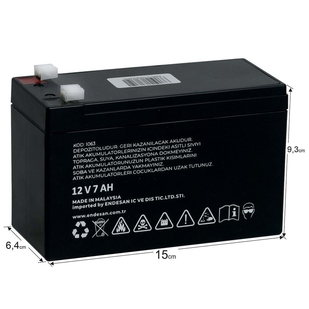 EXELON 12V 7A Siyah Kuru Bakımsız Akü EB-12V7
