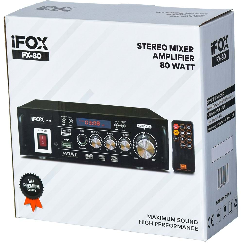 IFOX Usb Li 80W Stereo Amfi FX-80
