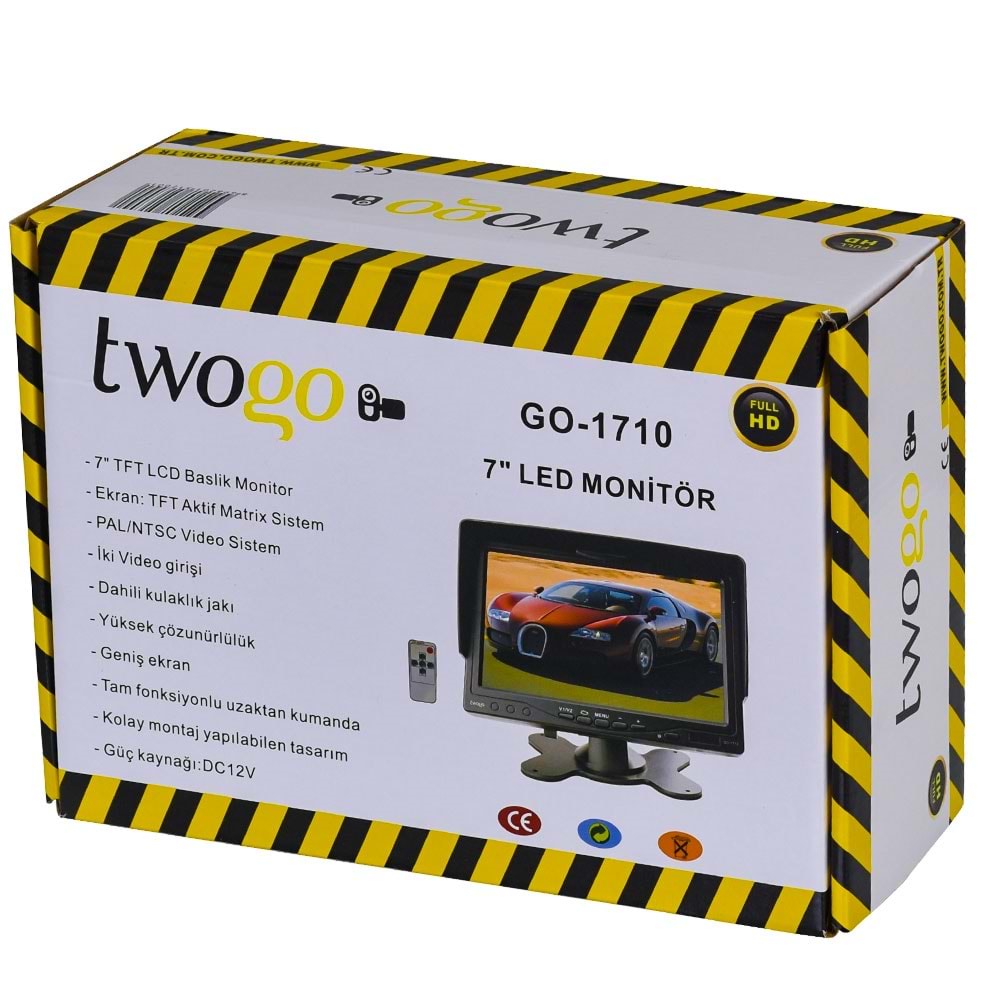 TWOGO 7'' Lcd Kayıtsız Monitör 2Xgo-İ45 İp67 Kameralı İşmakinası Seti GO-1710 2XGO-İ45