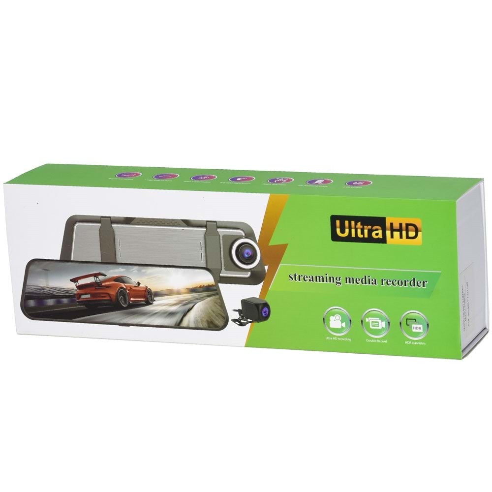 TWOGO 10'' Çift Kameralı Kayıtlı Aynalık GO-900 F