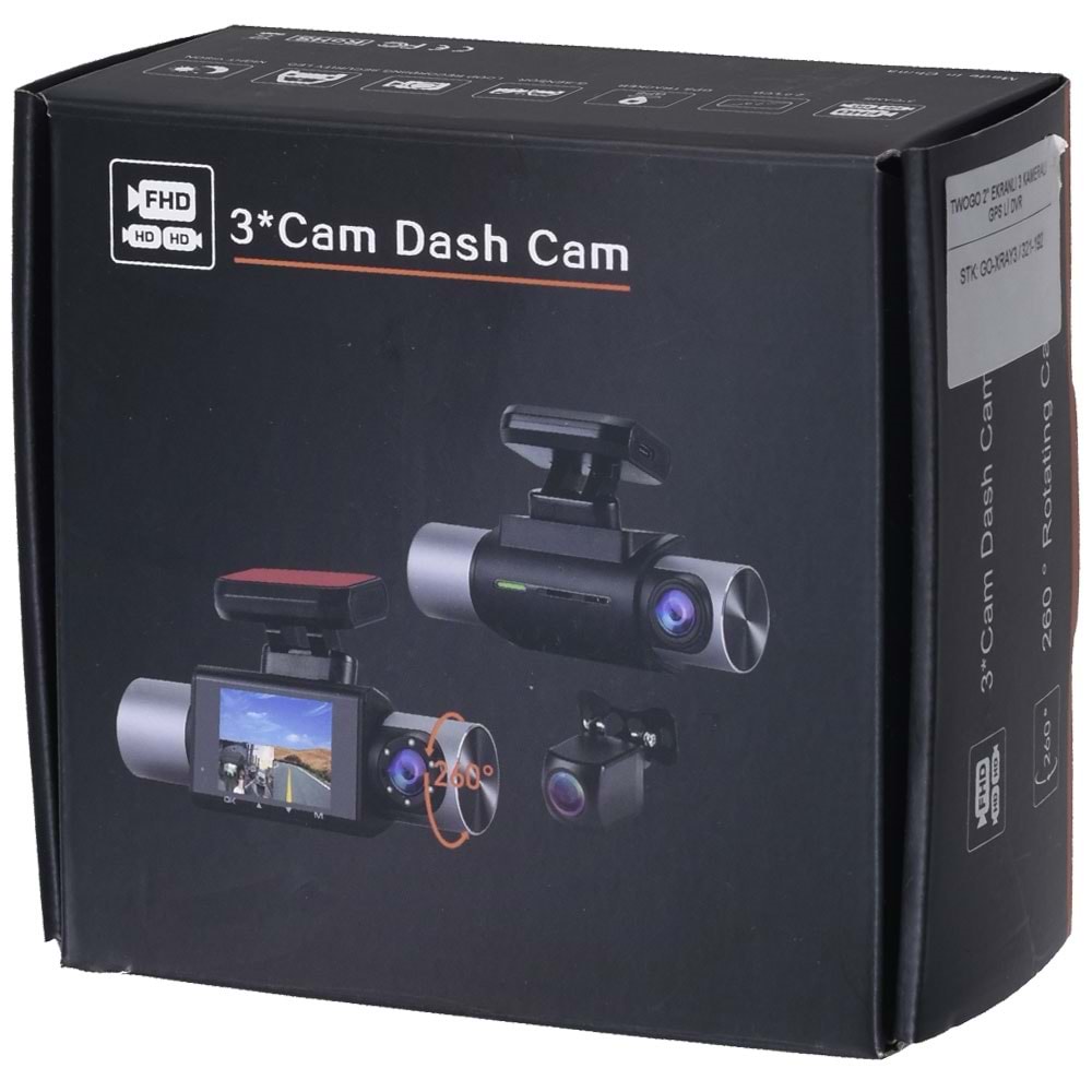 TWOGO 2'' Ekranlı 3 Kameralı GPs Li Dvr GO-XRAY3