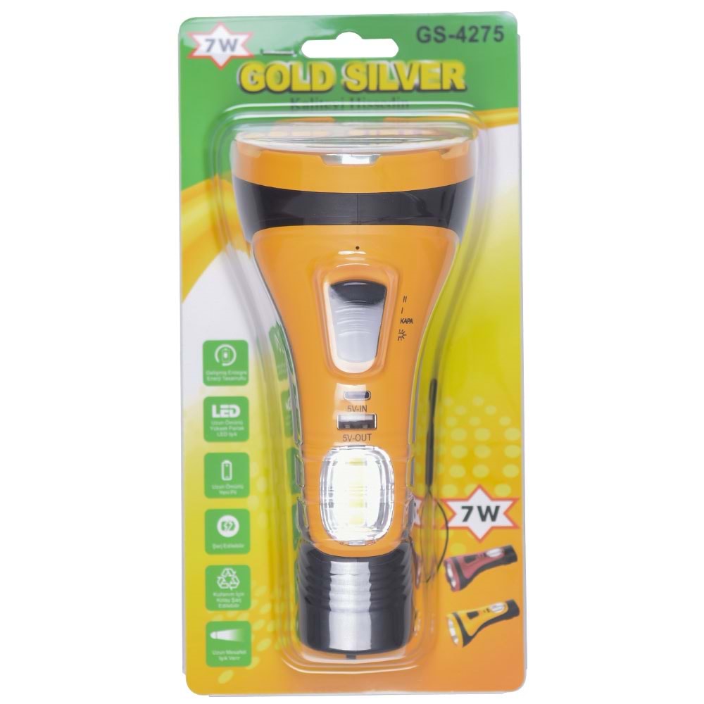 GOLD SILVER 7W Ledli El Feneri GS-4275