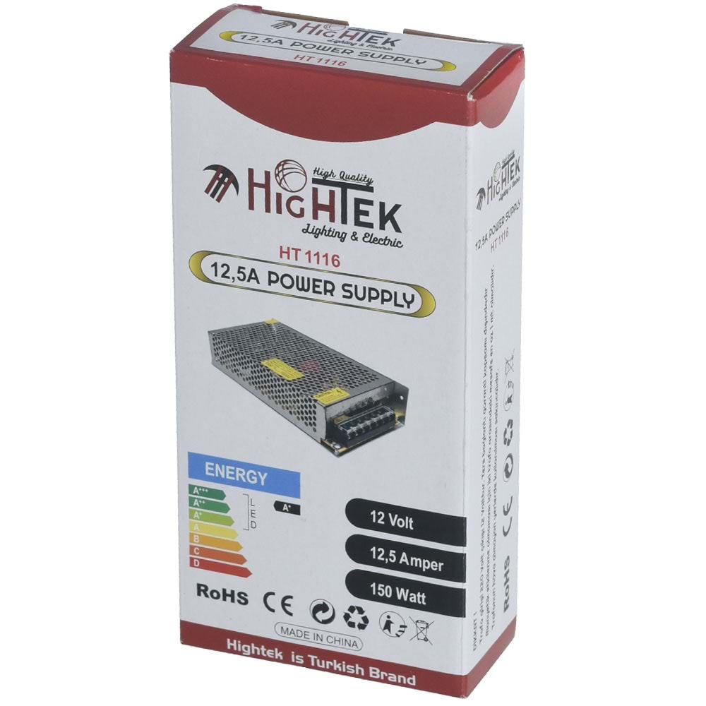 HIGHTEK 12V 12,5A Smps Metal Kasa Adaptör HT-1116 METAL