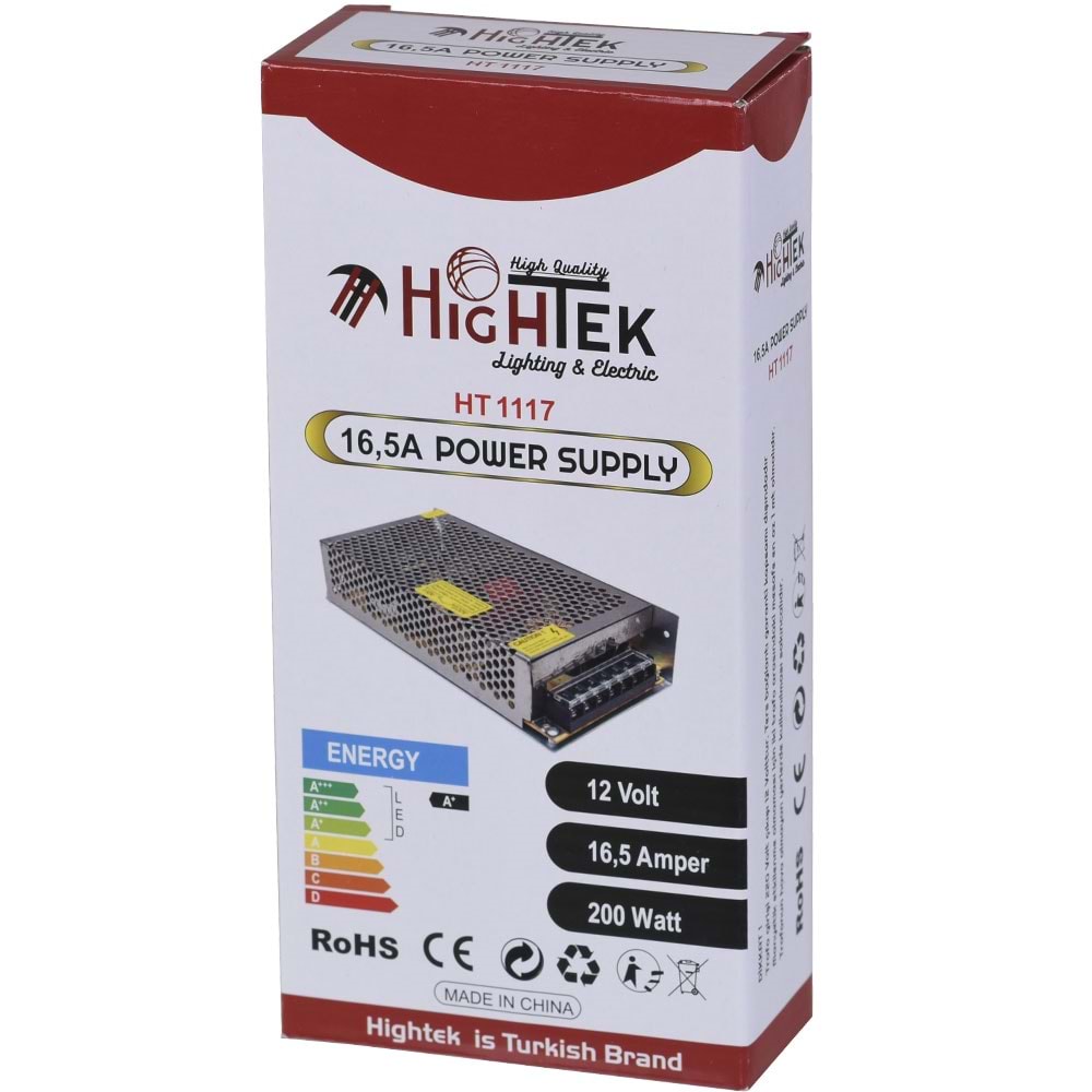 HIGHTEK 12V 16,5A Smps Metal Kasa Adaptör HT-1117