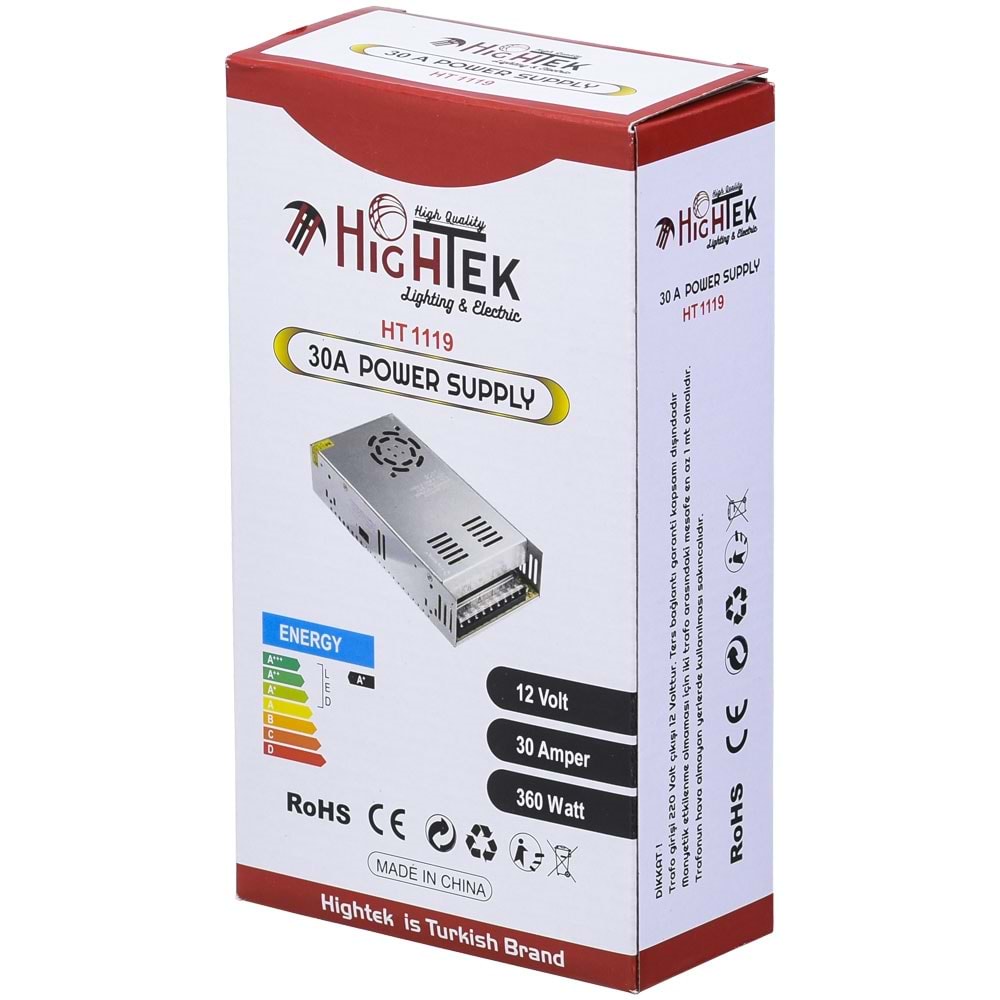 HIGHTEK 12V 30A Smps Metal Kasa Adaptör HT-1119