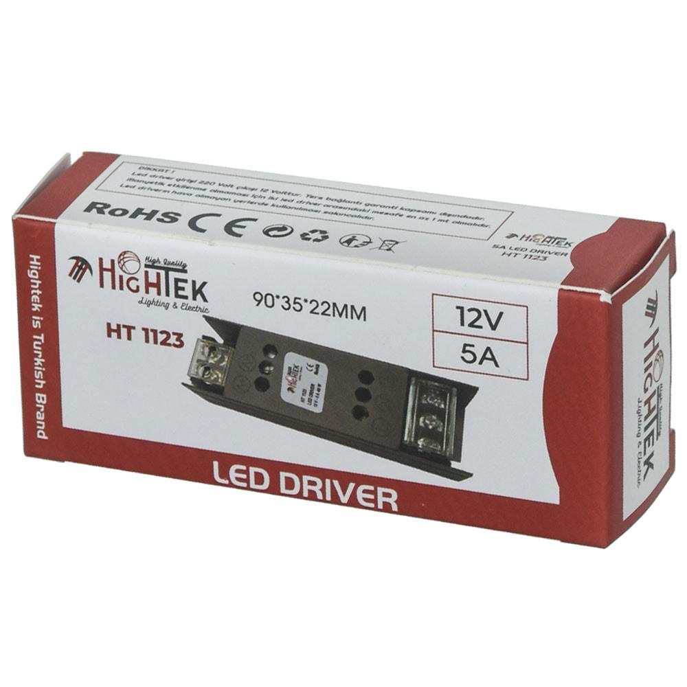 HIGHTEK 12V 5A Slim Smps Metal Kasa Adaptör HT-1123