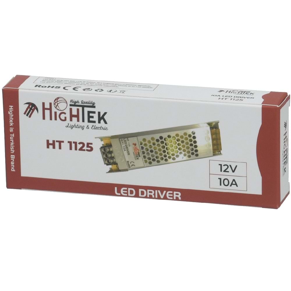 HIGHTEK 12V 10A Slim Smps Metal Kasa Adaptör HT-1125