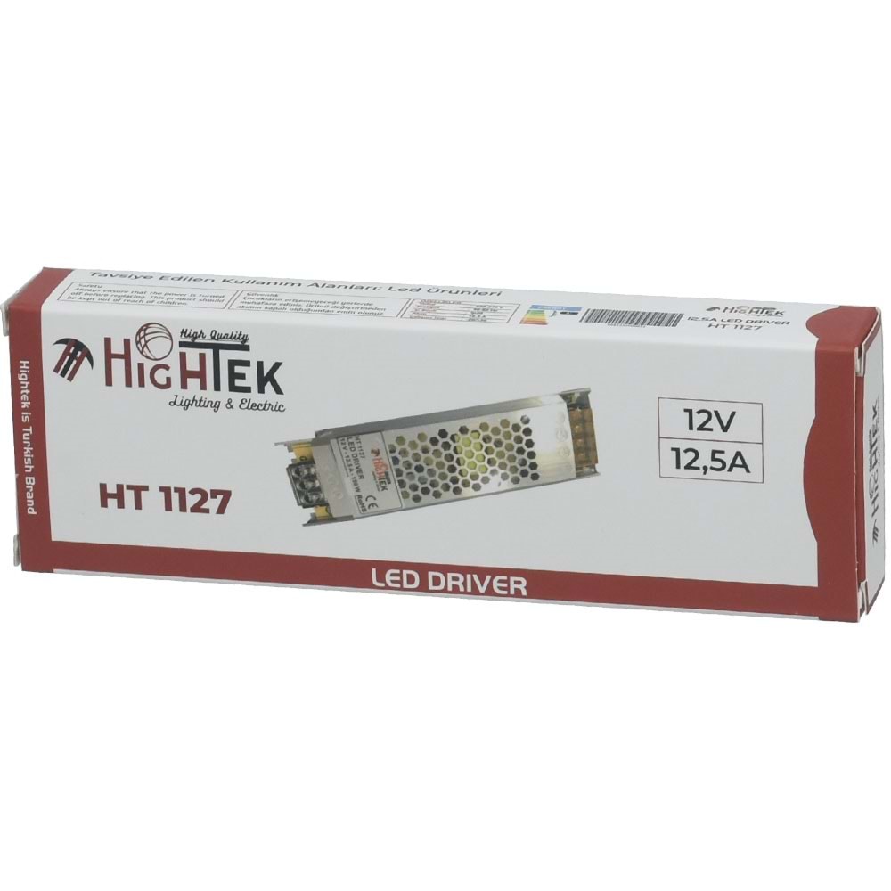 HIGHTEK 12V 12,5A Slim Smps Metal Kasa Adaptör HT-1127