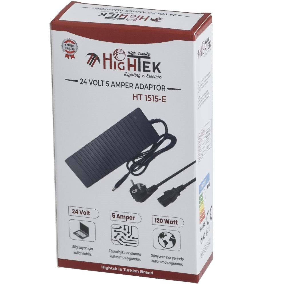 HIGHTEK 24V 5A Smps Plastik Aralı Adaptör HT-1515 E