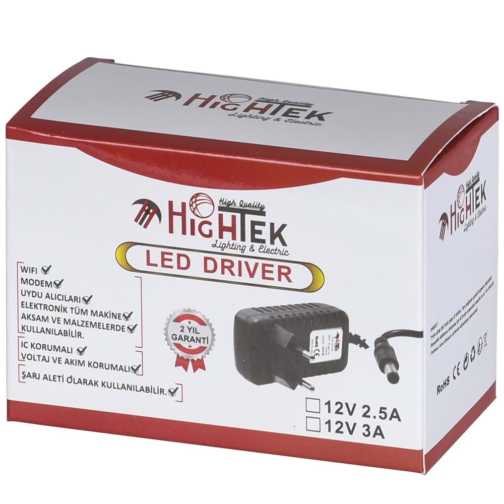 HIGHTEK 12V 2,5A Priz Tipi Adaptör HT-6760