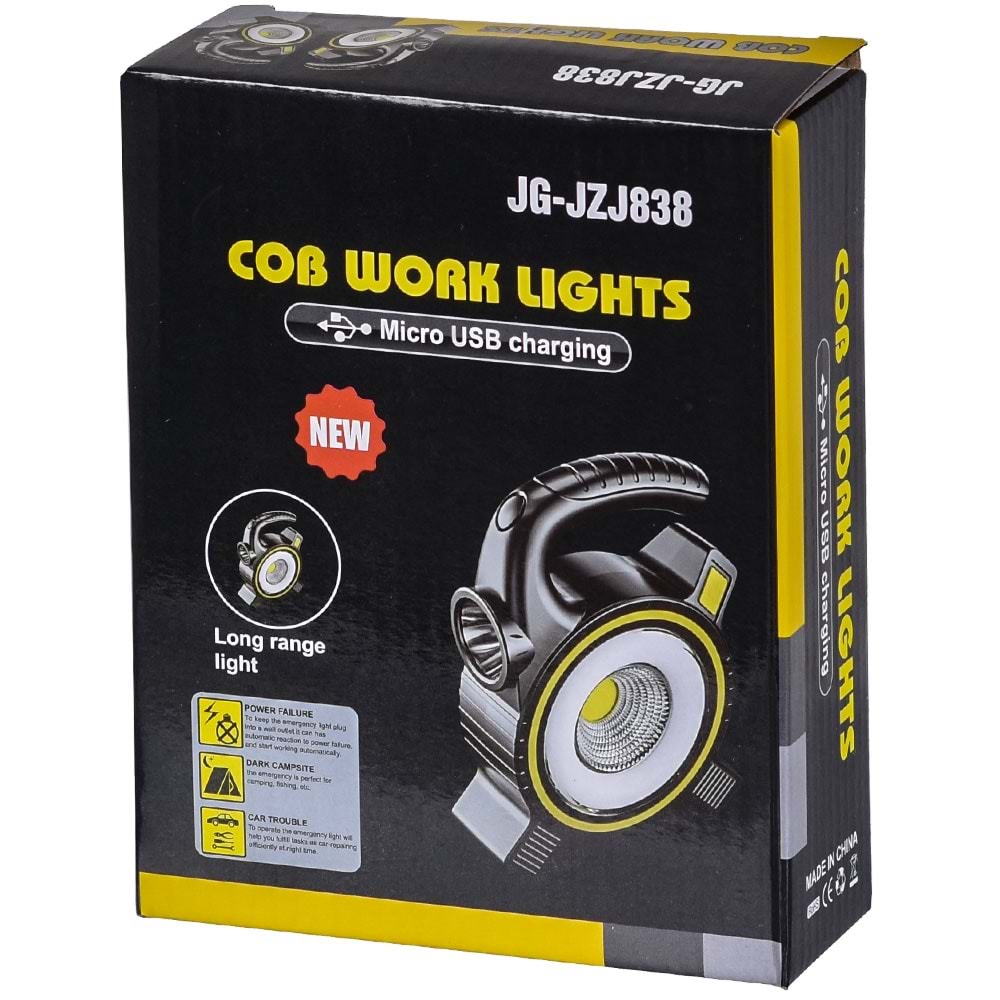 Solar Şarjlı Cob Ledli Fener JG-JZJ838