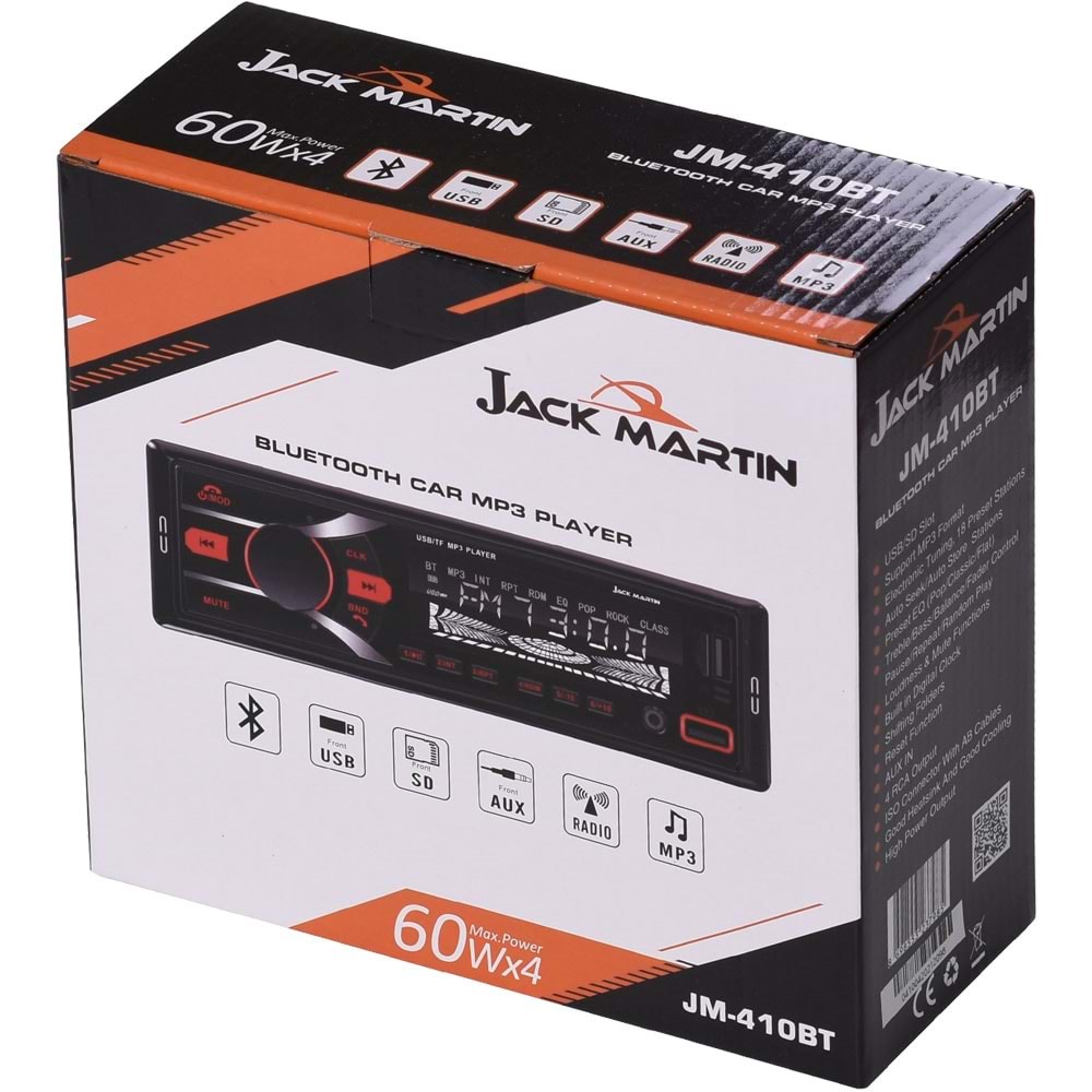 JACK MARTIN Çift Bluetooth ve USB Girişli Radyo Oto Teyp JM-410 BT