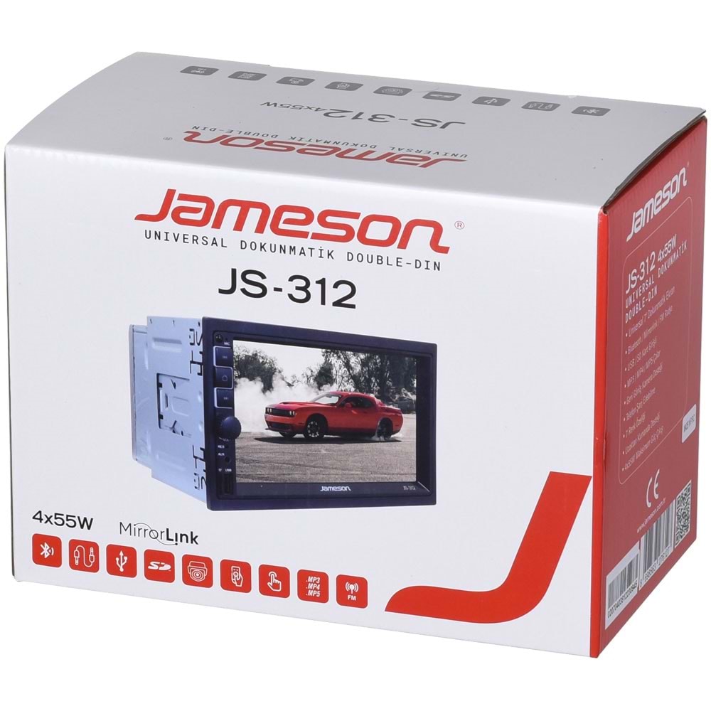JAMESON 7'' Bluetooth ve USB Girişli Radyo Double Teyp JS-312 BT