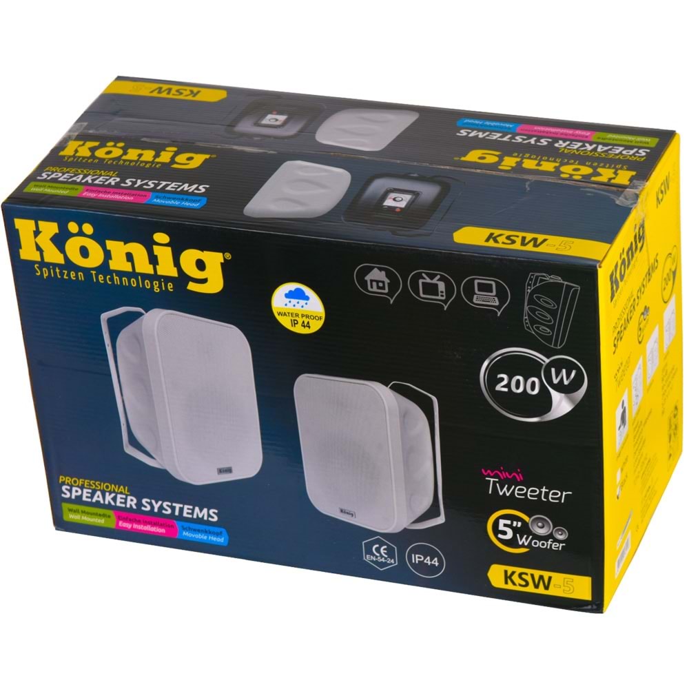 KONIG 13 Cm 200W 2 Yollu 100V Siyah Marine Sutun Hoparlör KSW-5TB