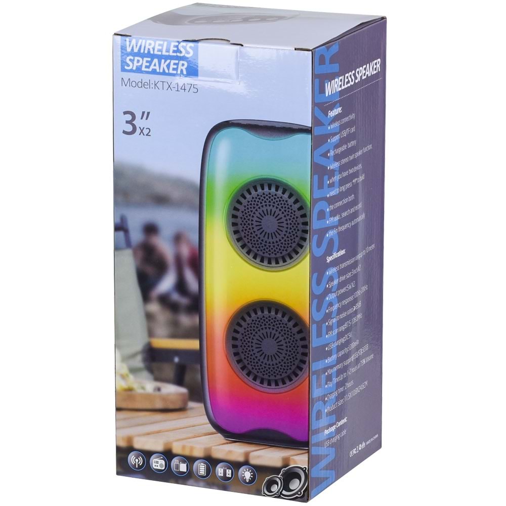 POLYGOLD Usb+Fm+Bt 3''X2 Cm Hoparlörlü Ses Sistemi KTX-1475