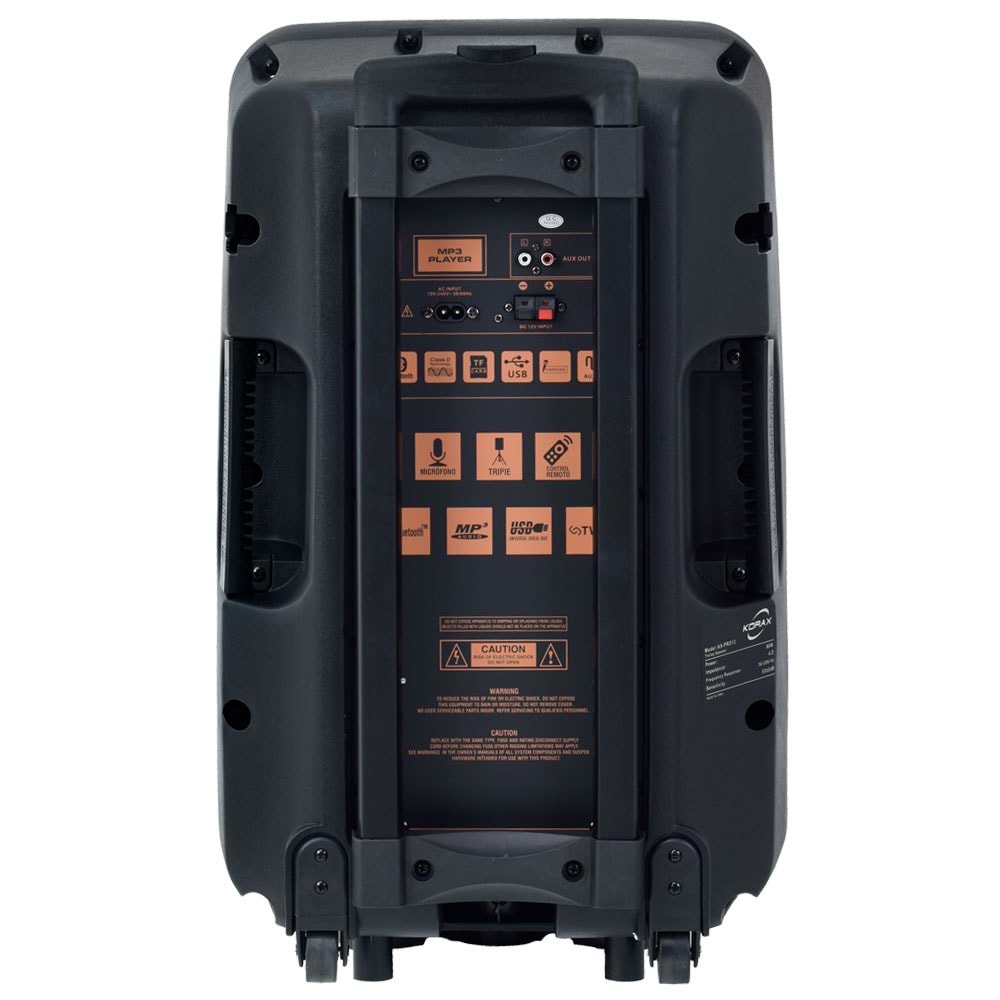 KORAX 12'' 80W Bluetooth ve USB Girişli 1 El 1 Yaka UHF Mikrofonlu Portatif Aktif Kabin KX-MAX-30 PLUS