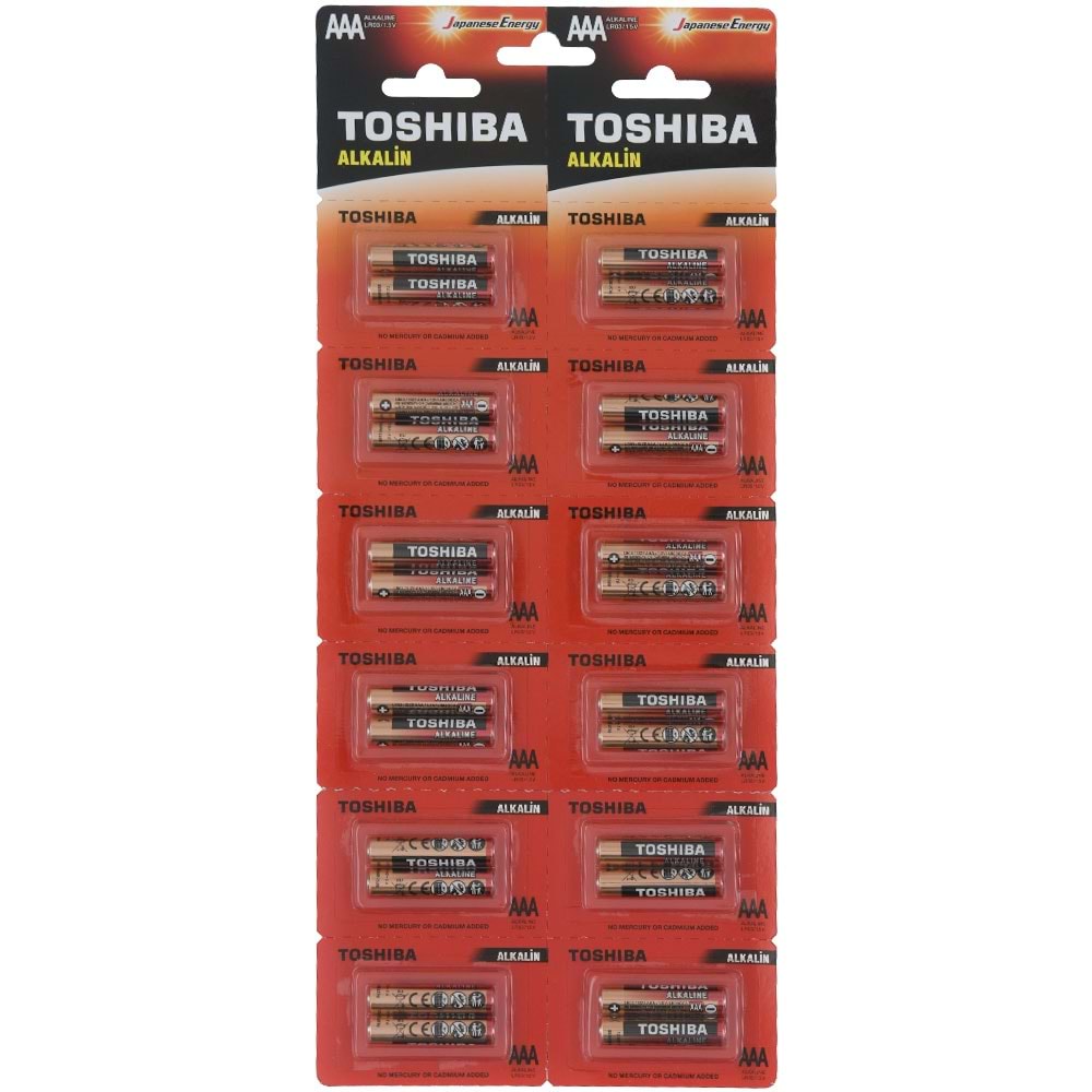 TOSHIBA AAA İnce Alkalin Pil 24 Lü Blister LR03GCA-24 KRT