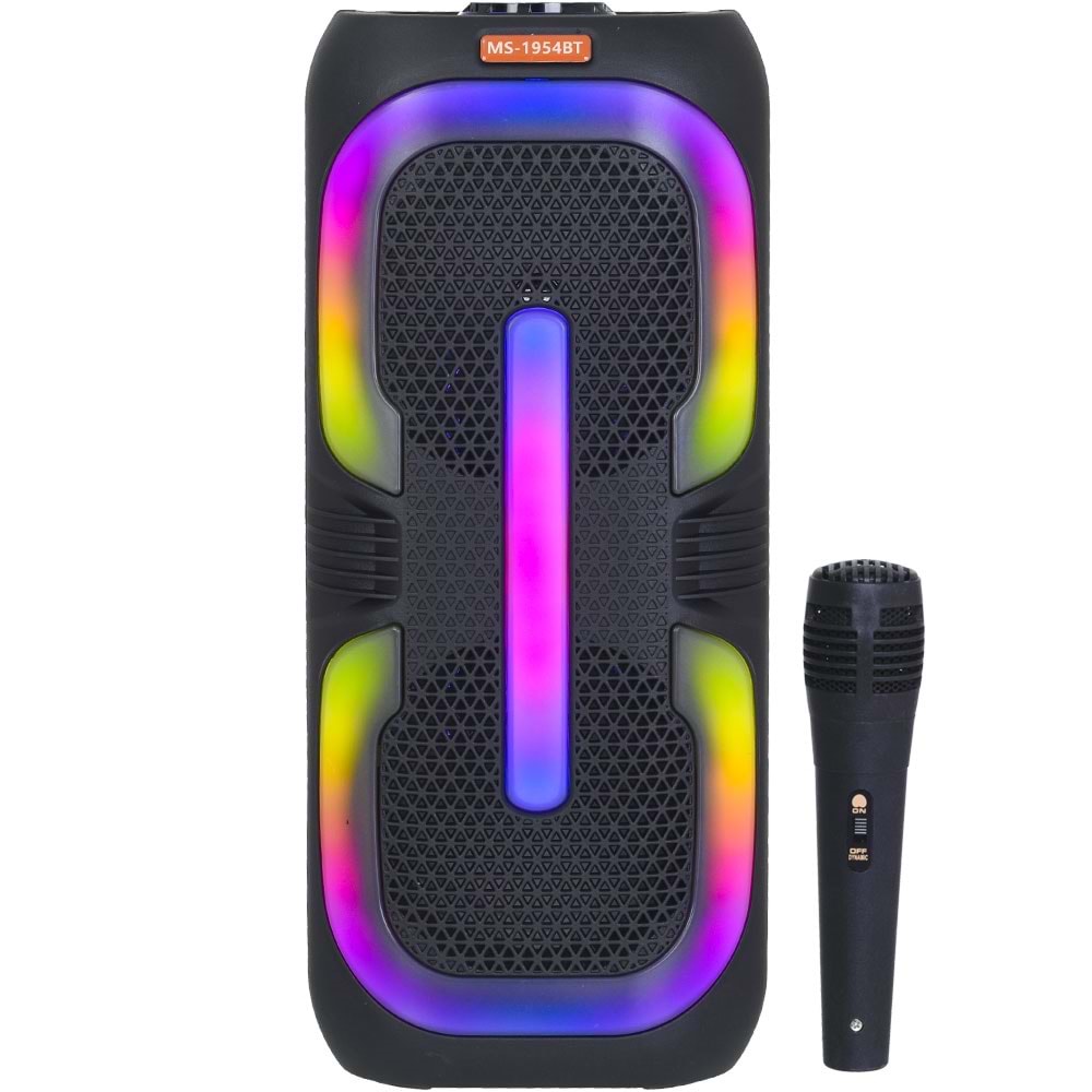 MS Bluetooth ve USB Girişli 2X6,5 İnch Şarjlı Işıklı Müzik Sistemi MS-1954 BT