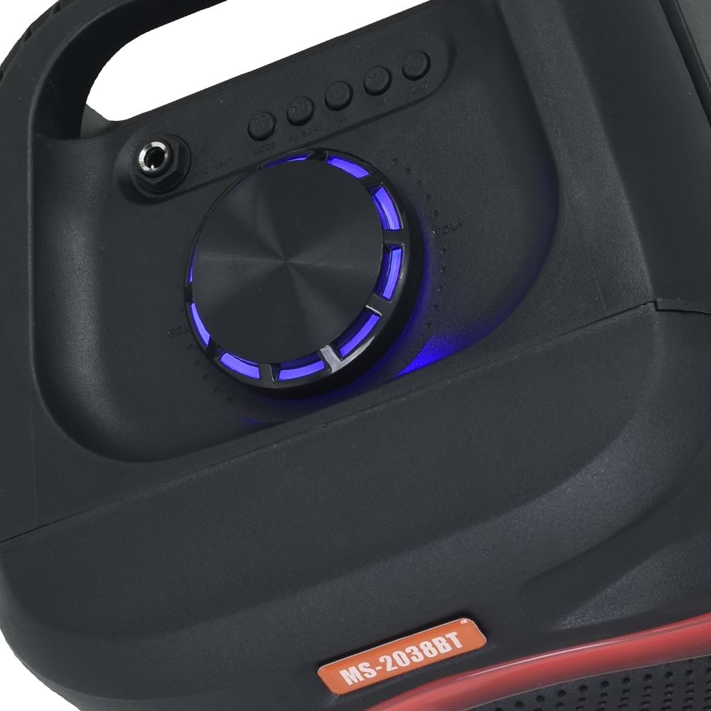 MS Bluetooth ve USB Girişli 2X8 İnch Şarjlı Işıklı Müzik Sistemi MS-2038 BT