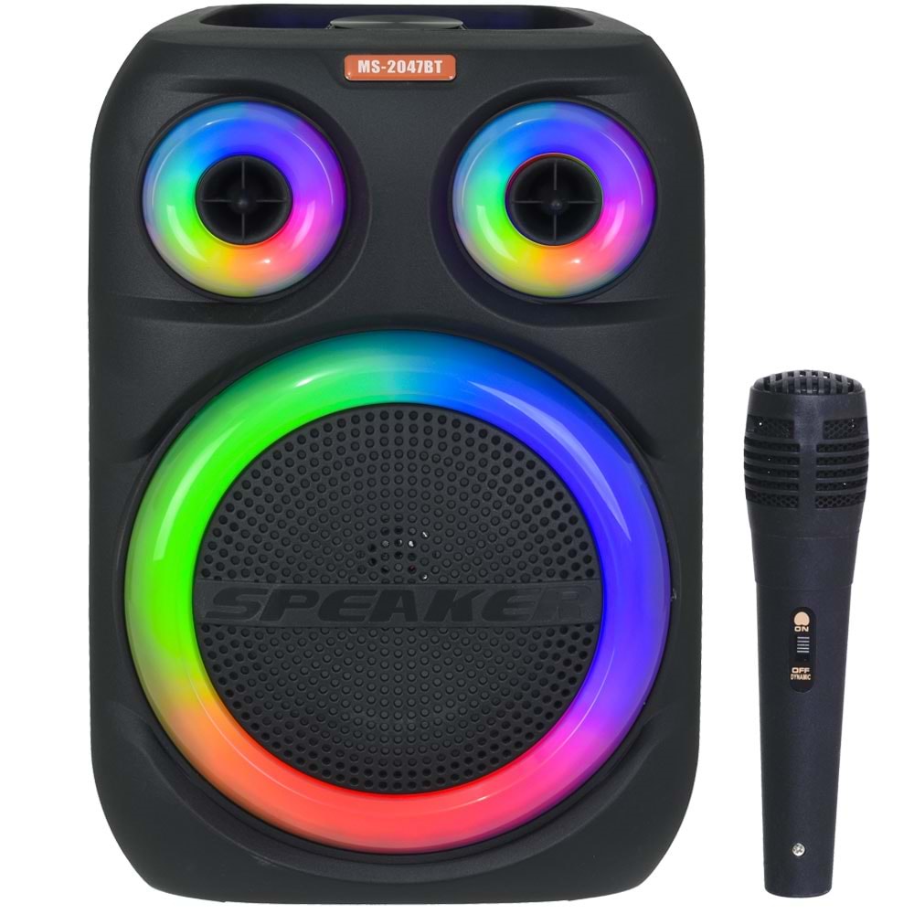 MS Bluetooth ve USB Girişli 8 İnch Şarjlı Işıklı Müzik Sistemi MS-2047 BT