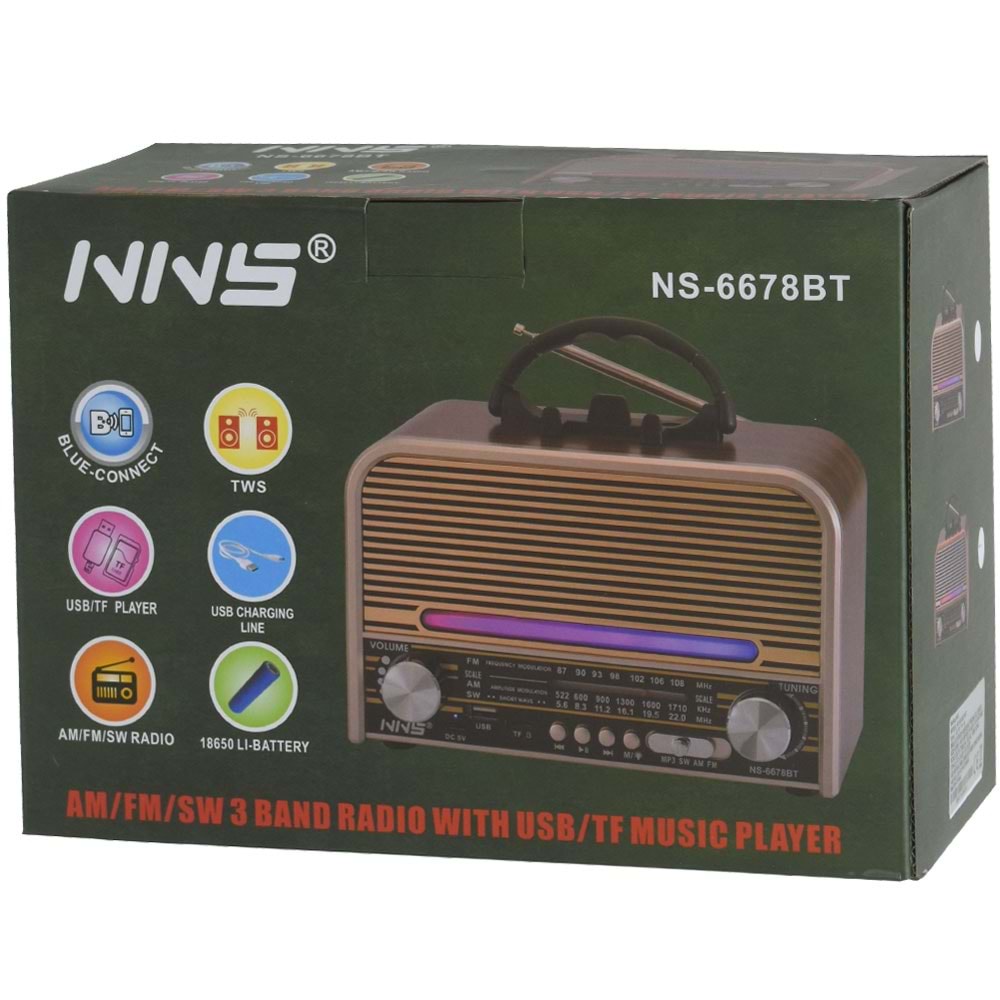 NNS Usb Bluetooth lu Şarjlı FM Radyo NS-6678 BT