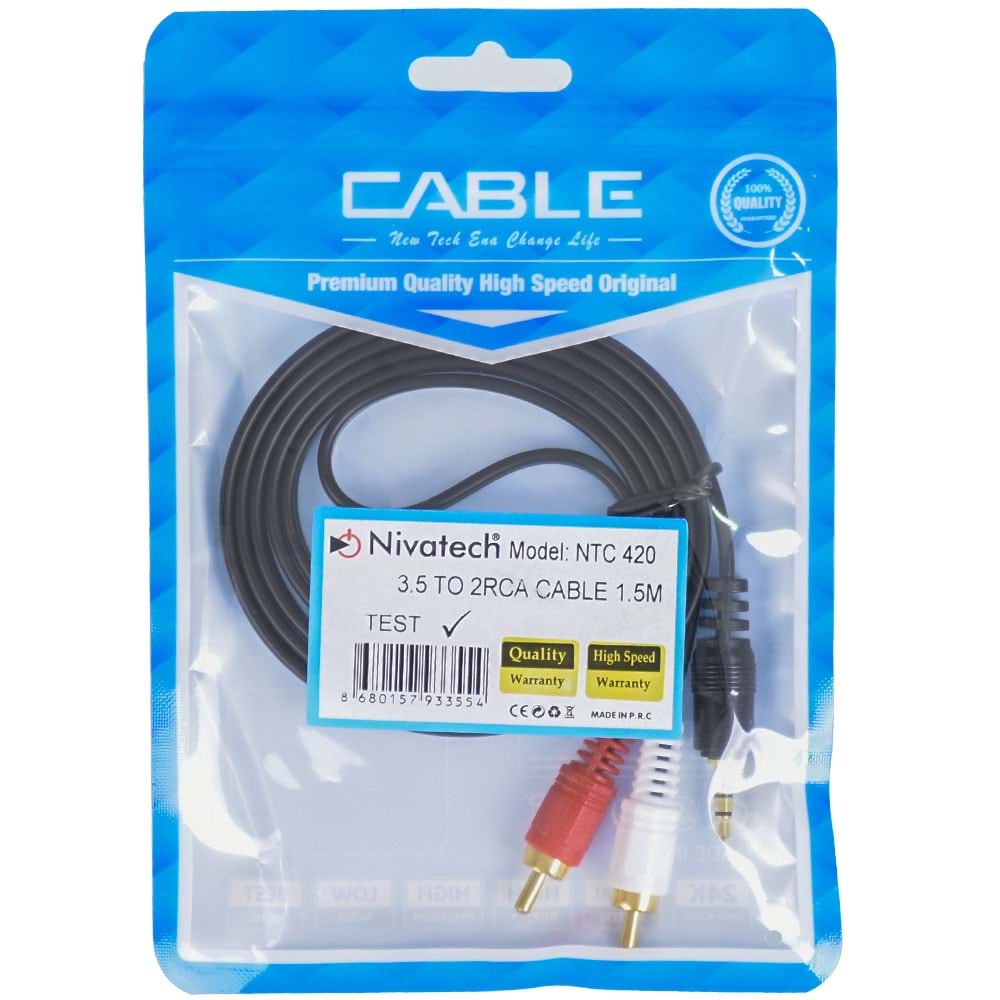 NIVATECH 1 Stereo 2 RCA 1,5 MT Kablo NTC-420