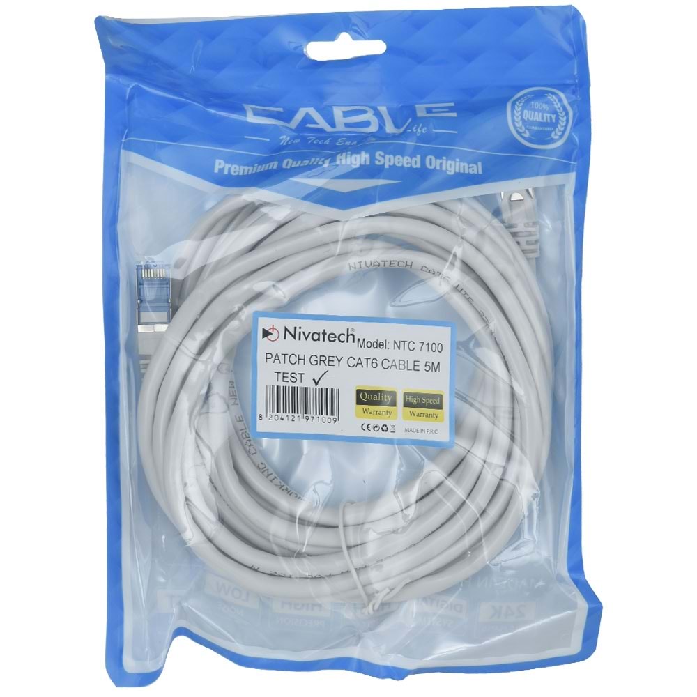 NIVATECH 5 Mt Cat6 Pluglu Kablo NTC-7100