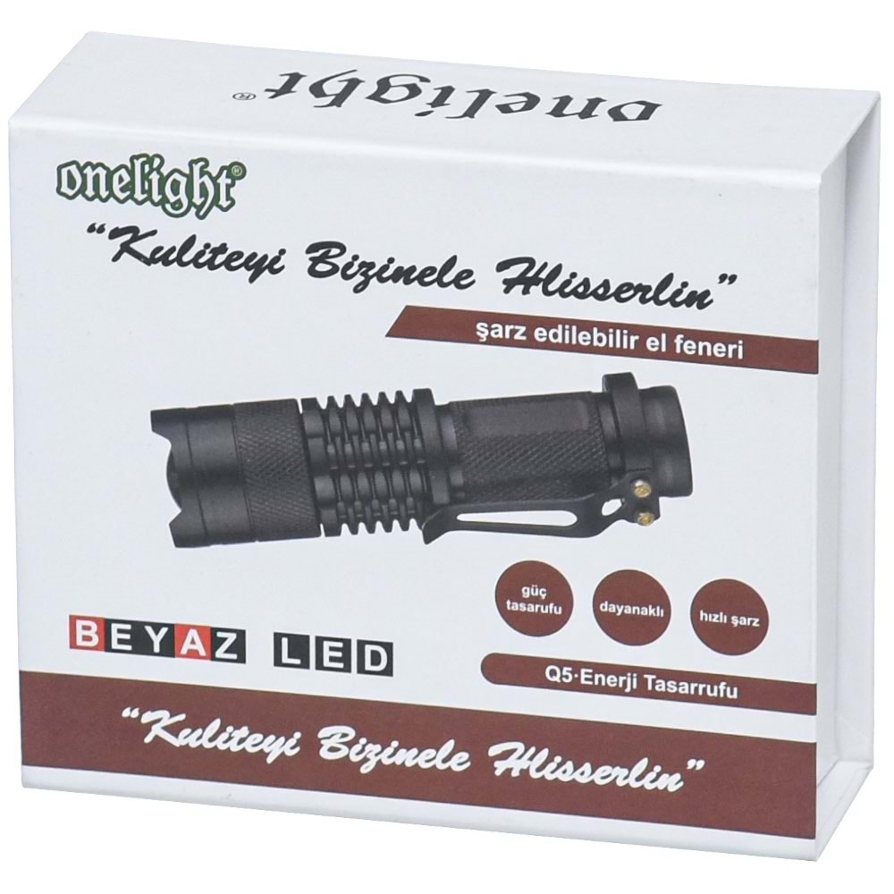 ONELİGHT Şarj Cihazlı Metal El Feneri OL-608 B