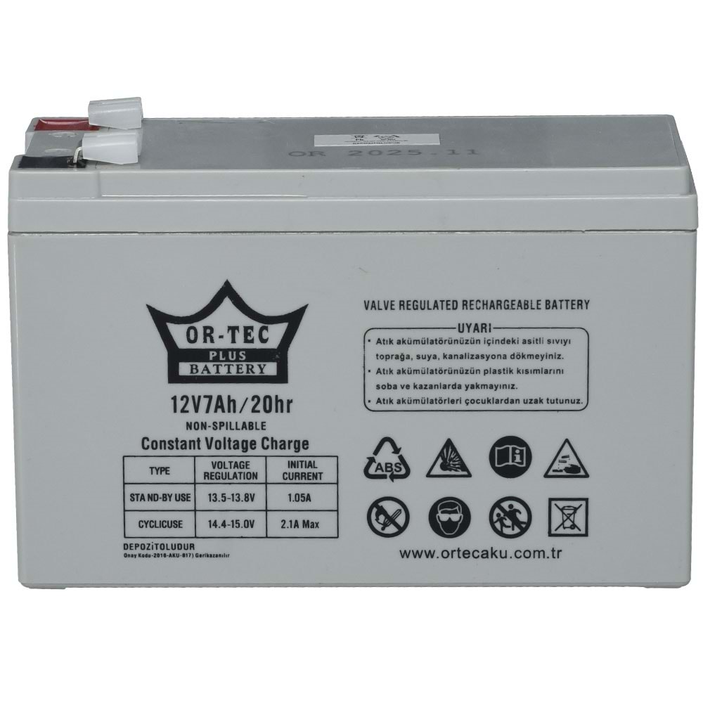 ORTEC 12V 7A Kuru Tip Akü Gri ORTEC-12V7 G
