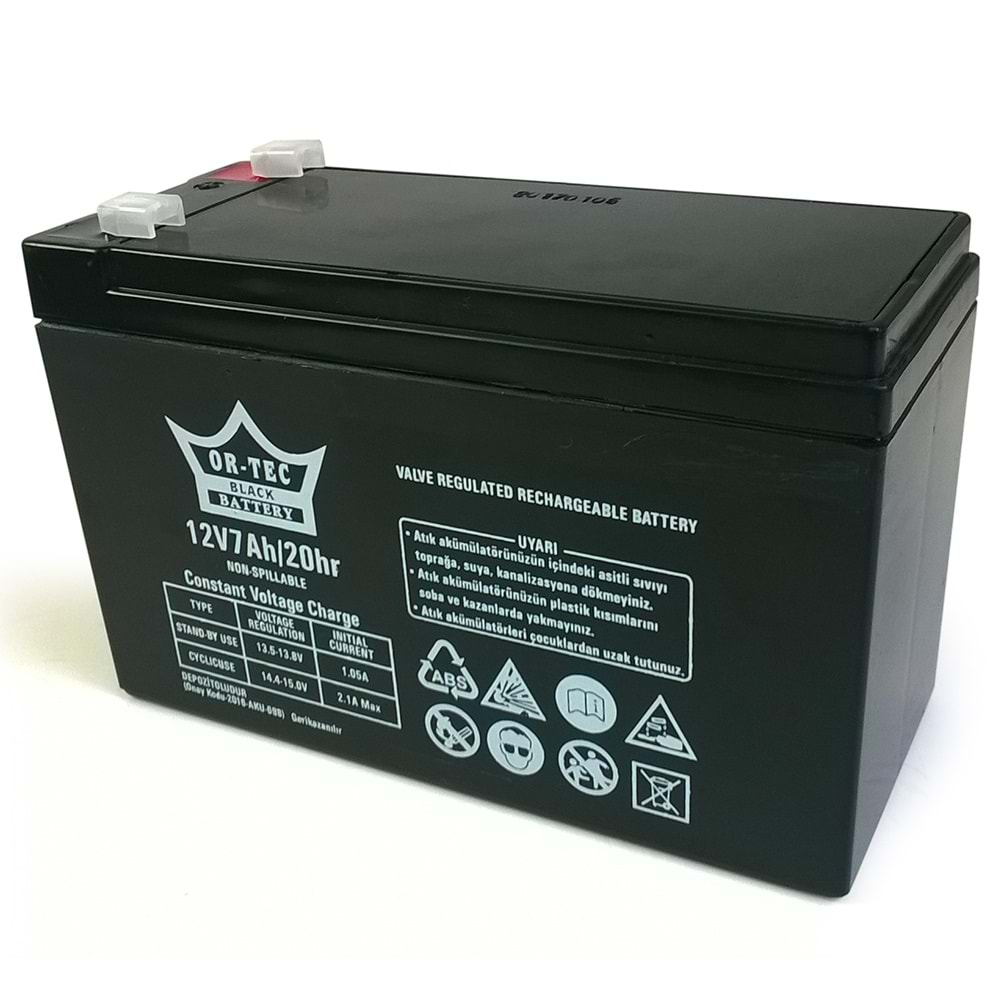 ORTEC 12V 7A Kuru Tip Akü Siyah ORTEC-12V7 S