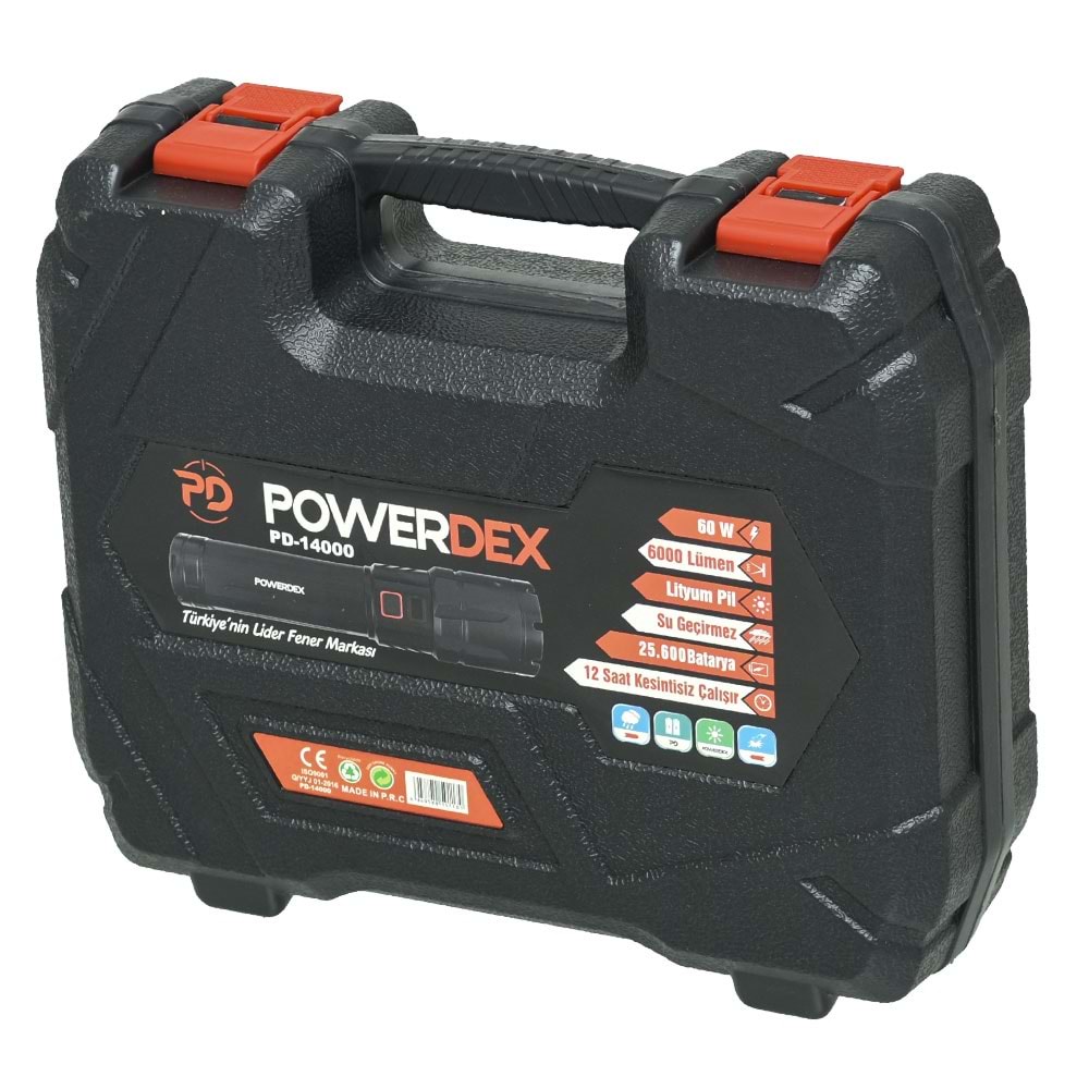 POWERDEX 60W Su Geçrmez Şarjlı Profesyonel Fener PD-14000