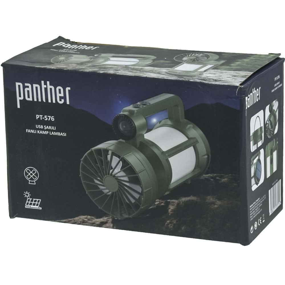 PANTHER Şarjlı Solar Fanlı Kamp Lambası PT-576