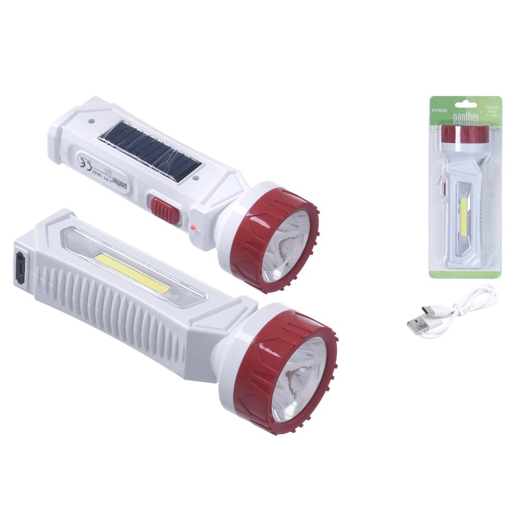 PANTHER Usb Şarjlı Solar El Feneri PT-9930