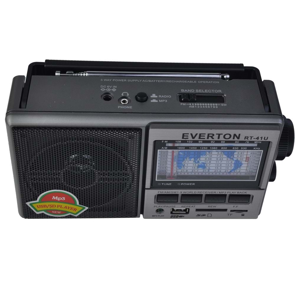EVERTON Usb Bluetooth lu Şarjlı ve Pilli FM Radyo RT-41 U