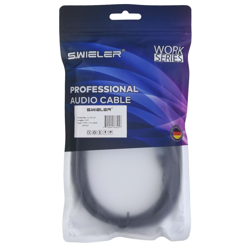 S.WIELER Type C - 2*6.3 mm Mono Kablo Uzunluğu: 2 Metre SC2M-2M