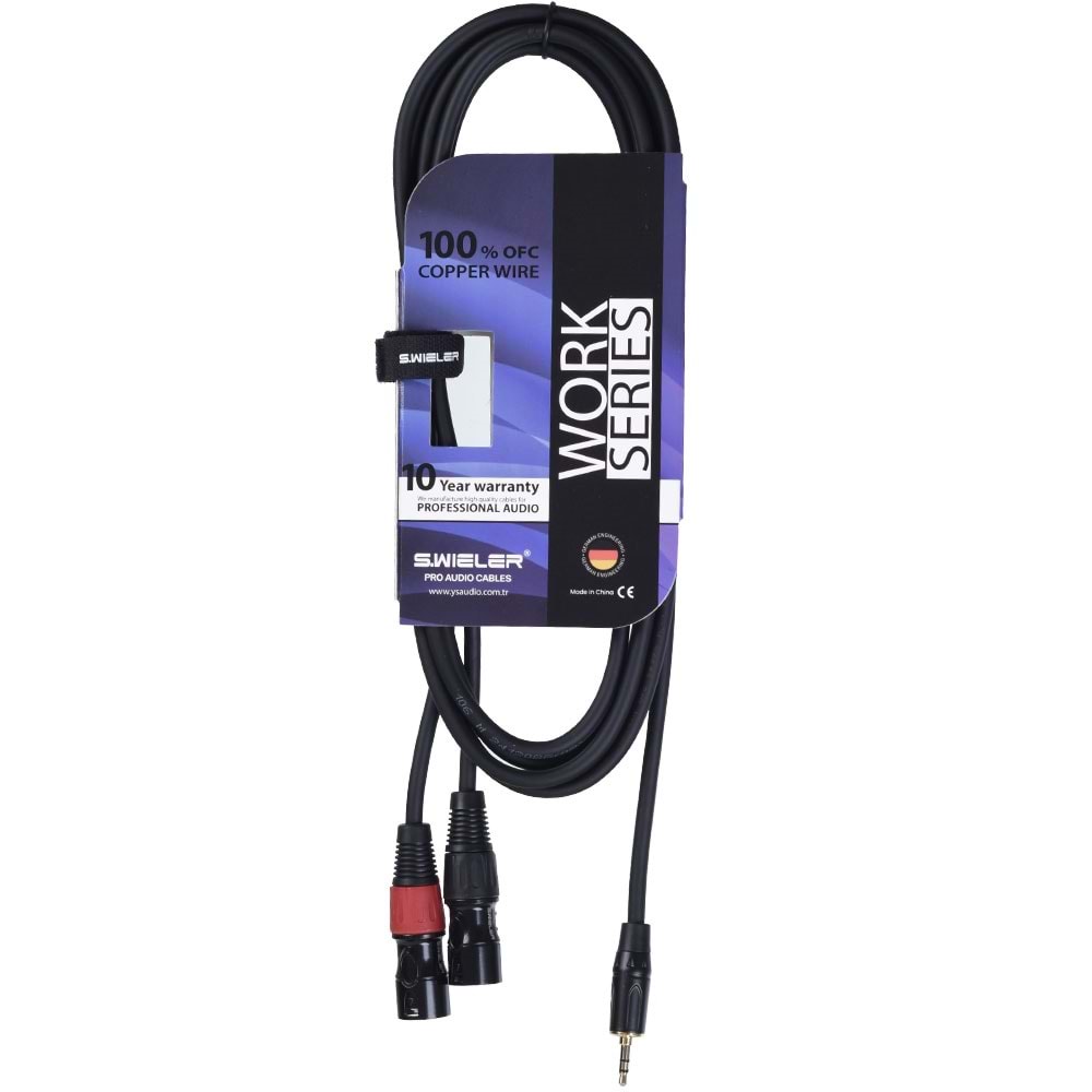 S.WIELER 3.5 mm Stereo-2*Xlr Erkek Kablo Uzunluğu: 3 Metre SS2X-3M