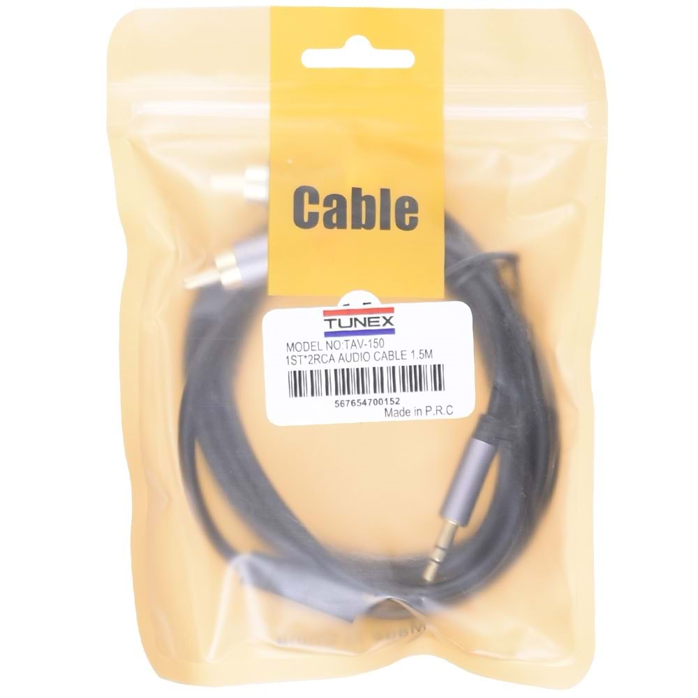 TUNEX 3,5 mm Erkek 2XRCA Erkek 1,5 Mt Kablo TAV-150