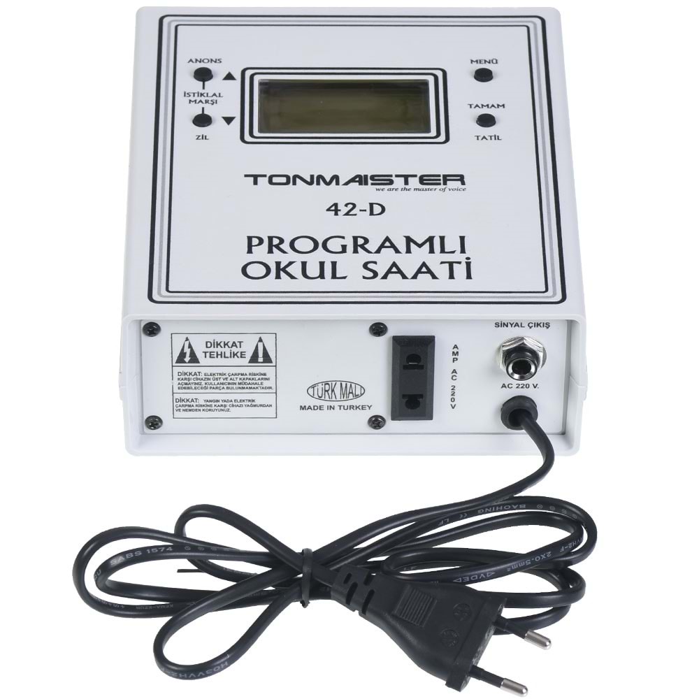TONMAISTER Akıllı Usb Li Duvar Tipi Okul Zil Saati TM-42 D