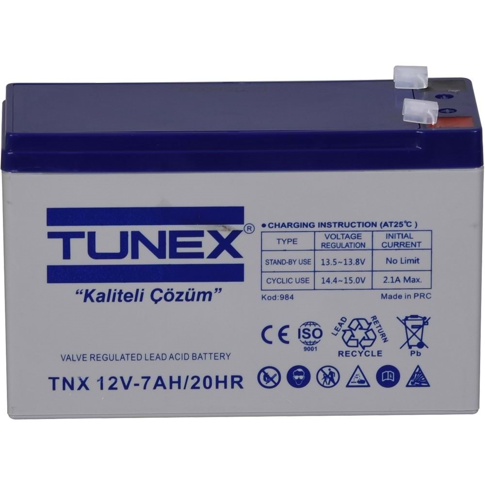 TUNEX 12V 7A Gri-Mavi Kuru Bakımsız Akü TNX-12V7A