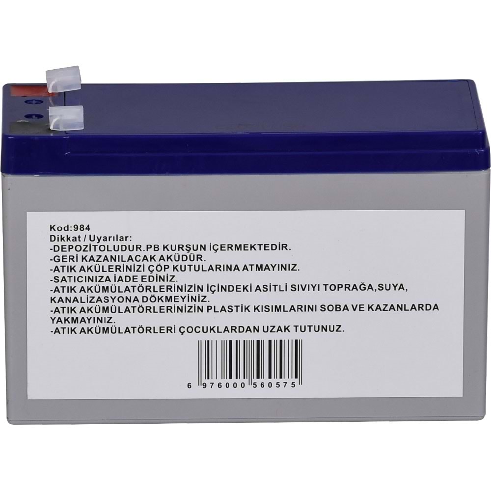 TUNEX 12V 7A Gri-Mavi Kuru Bakımsız Akü TNX-12V7A