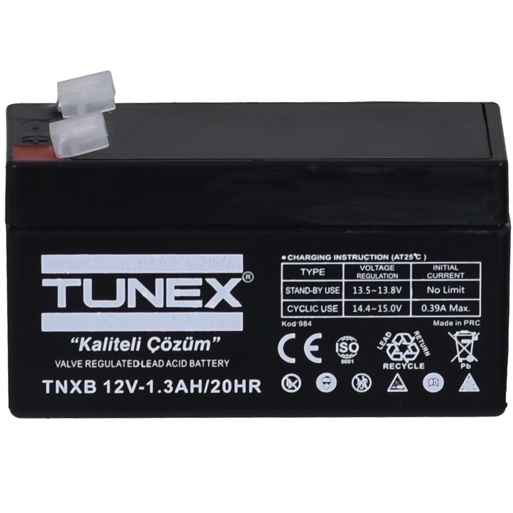 TUNEX 12V 1,3A Siyah Kuru Bakımsız Akü TNXB-12V1,3A